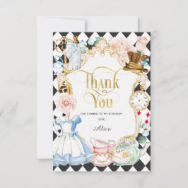 Alice tea party wonderland, födelsedag tack kort