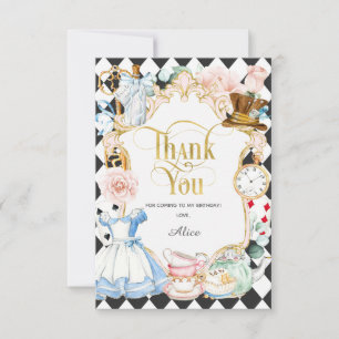 Alice tea party wonderland, födelsedag tack kort