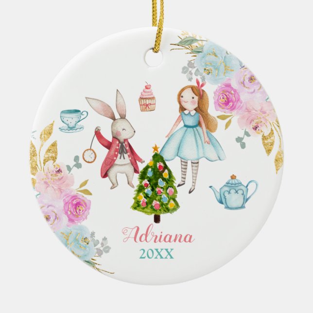 Alice Tea Rosa Blommigt WandeAlice ornament (Framsidan)