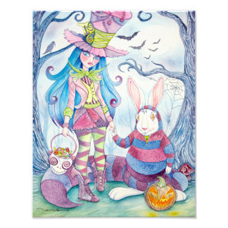 "Alice & the White Rabbit Halloween"-fotoutskrift Fototryck