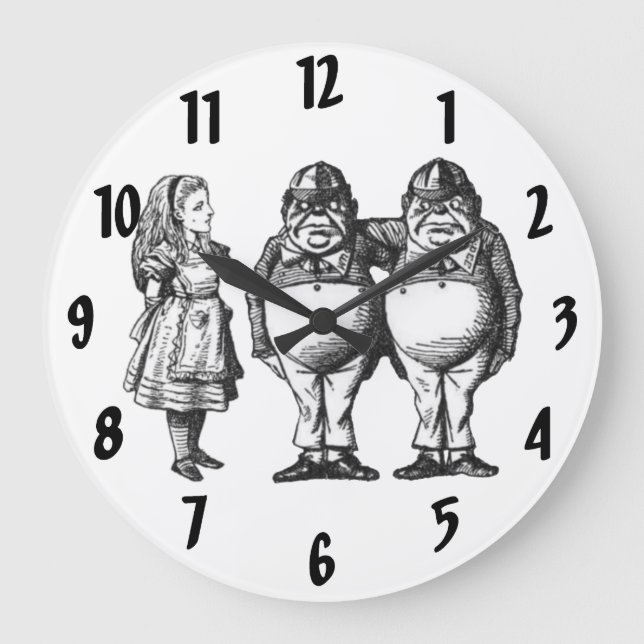 Alice, tweedle Dee & Tweedle Dum Wall Clock Stor Klocka (Framsida)
