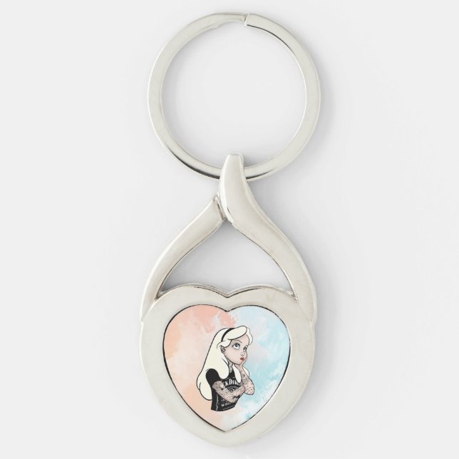 Alice Twisted Heart Silverfärgad Nyckelring (Framsidan)