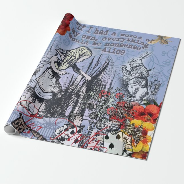 Alice underbara nonsensgardiner klassiker presentpapper (Utrullad)