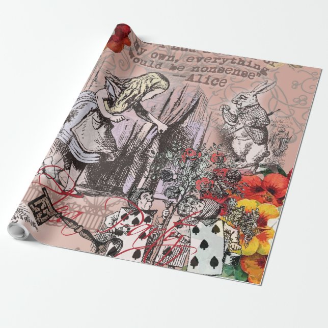 Alice underbara nonsensgardintyr klassiker presentpapper (Utrullad)