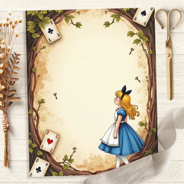 Alice Underland Nycklar och Kort Scrapbookpapper (Skapare uppladdad)