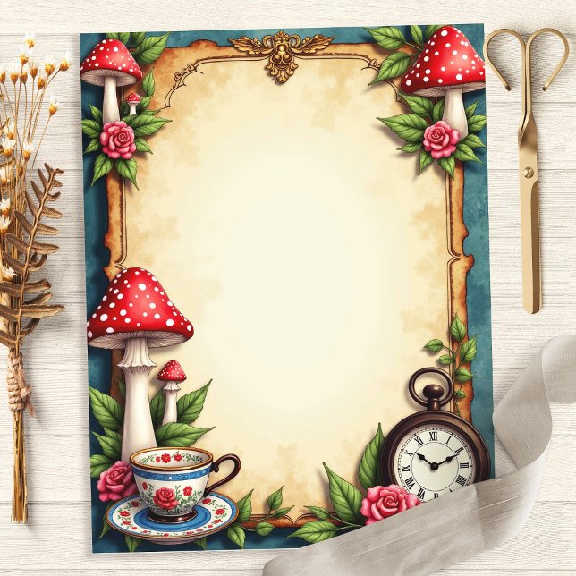 Alice Underland Svamp Te-kopp Scrapbookpapper (Skapare uppladdad)