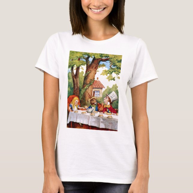 Alice vid Mad Hatters Tea Party i Wonderland Tee Shirt (Framsida)