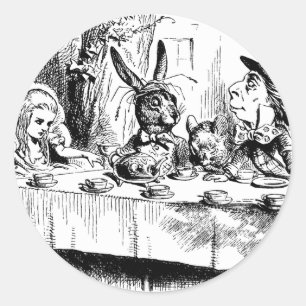 Alice vid Mad Tea Party Runt Klistermärke