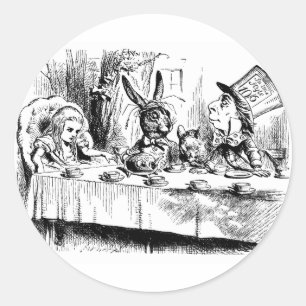 Alice vid Mad Tea Party Runt Klistermärke
