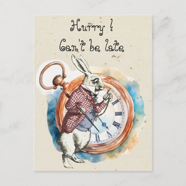 Alice - vit kanin 1865 vykort (Framsida)