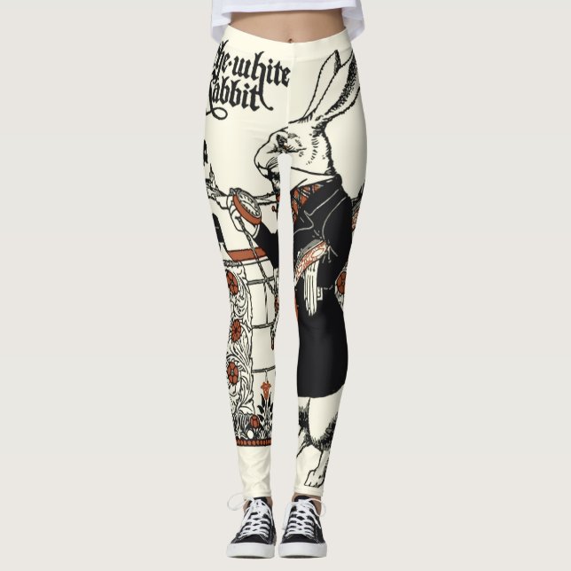 Alice Vit Kanin Klassiska Underlandet  Leggings (Framsida)