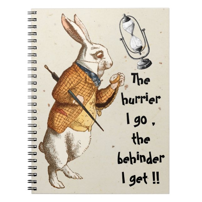 Alice - vit kanin - timglas 1865 anteckningsbok (Framsidan)