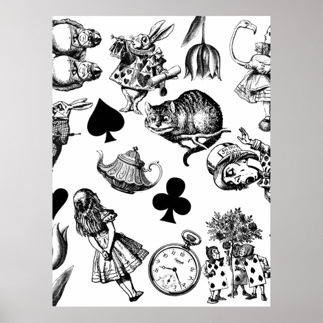 Alice Vit Kanin Underland Klassiker Poster (Framsidan)