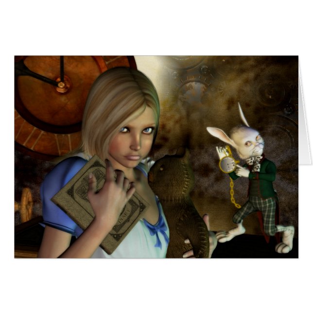 Alice & vitkaninen hälsningskort (Framsidan Horizontal)