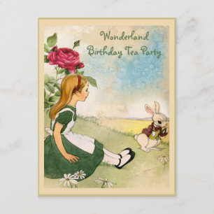 Alice & vitkaninunderlandfödelsedagsfest inbjudningar