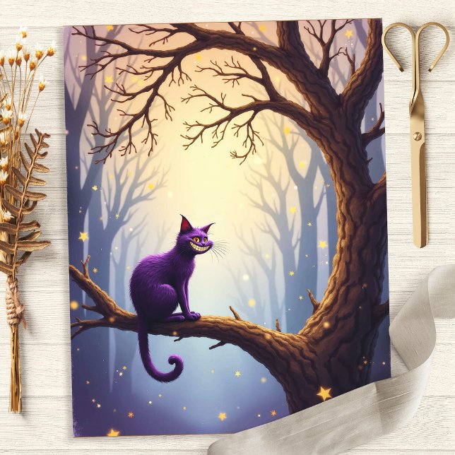 Alice Whimsical Cheshire Cat Träd-skrapbok Papper (Skapare uppladdad)