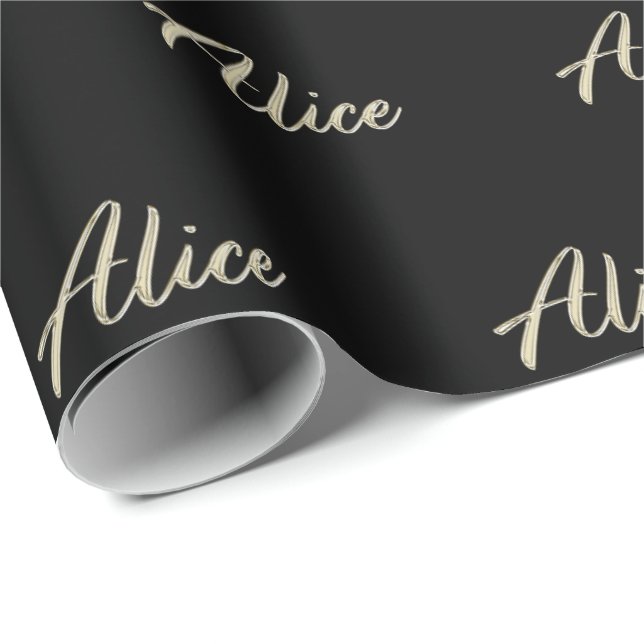Alice white gold Handwriting Geschenkpapier Presentpapper (Rullad Hörn)