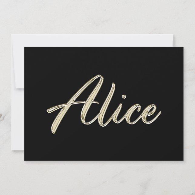 Alice white gold Handwriting Karte Kort (Framsida)