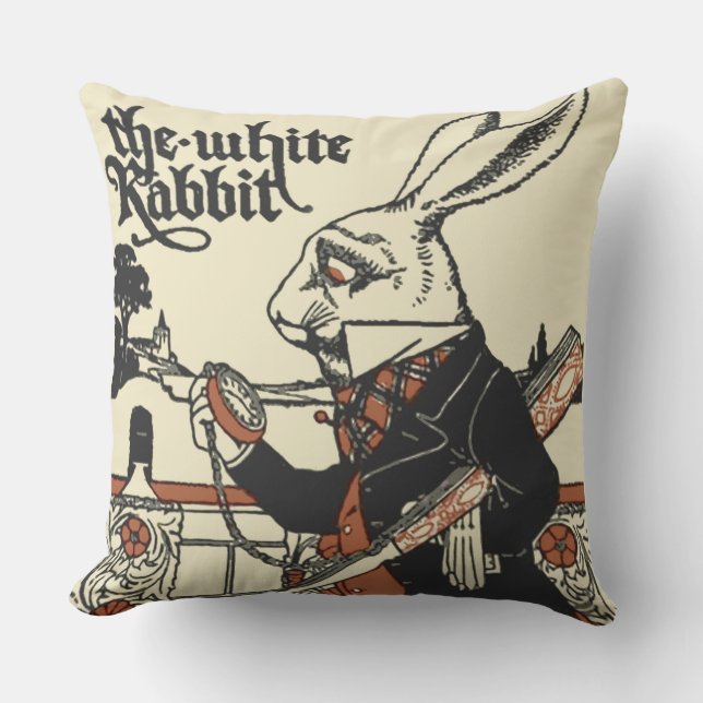 Alice White Rabbit Classic Wonderland Kudde (Framsida)