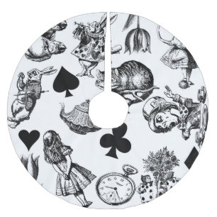 Alice White Rabbit Wonderland Cheshire Cat Julgransmatta Borstad Polyester
