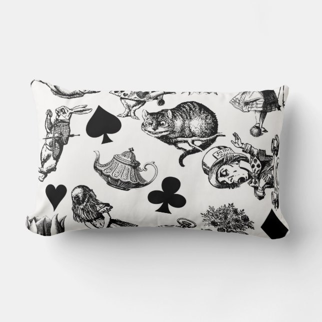 Alice White Rabbit Wonderland Cheshire Cat Lumbarkudde (Framsida)