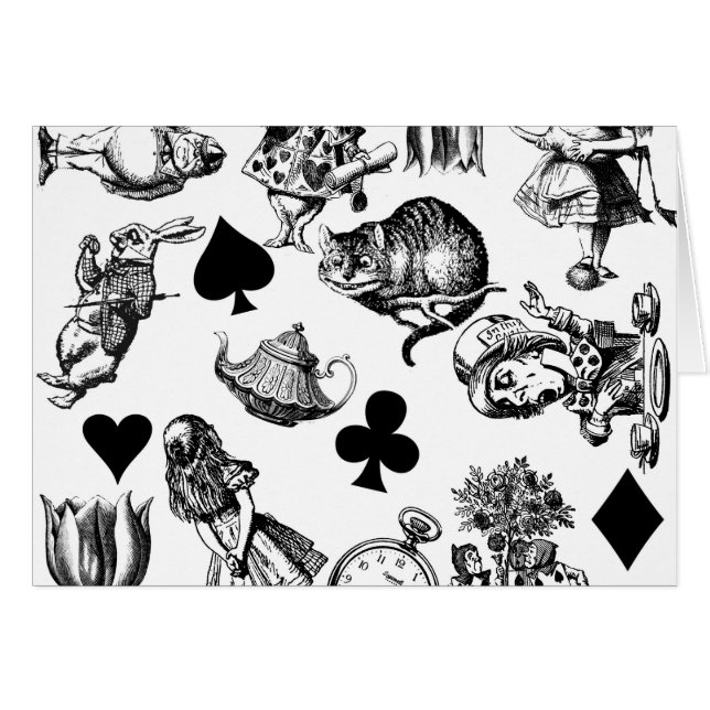 Alice White Rabbit Wonderland Classic Hälsningskort (Framsidan Horizontal)