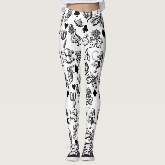 Alice White Rabbit Wonderland Classic Leggings (Framsida)