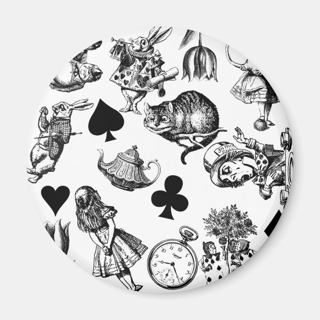 Alice White Rabbit Wonderland Classic Magnet (Framsidan)