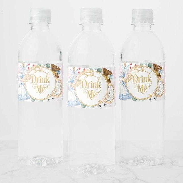 Alice Wonderland, arg hatter tea party dricker mig Vattenflaskor Etikett (Flaskor)