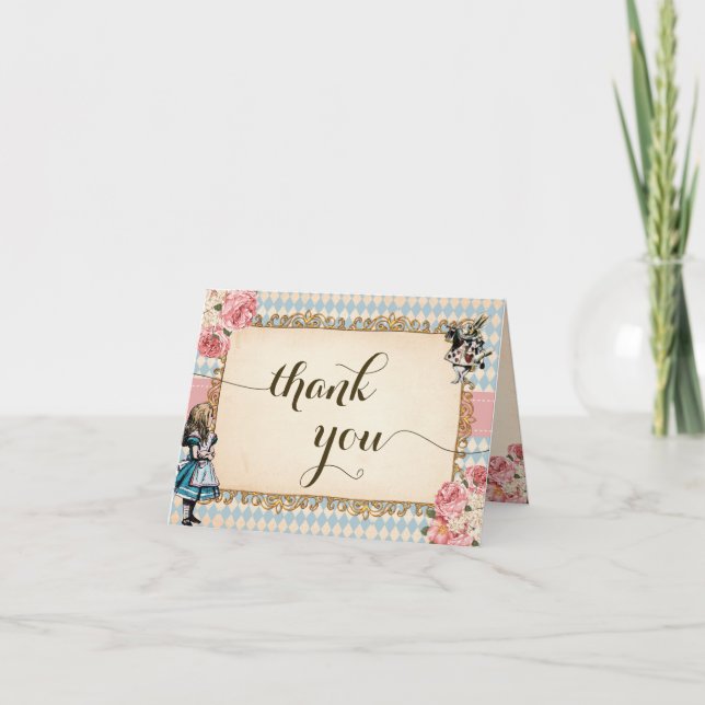 Alice Wonderland Baby Shower Tack Kort (Framsida)