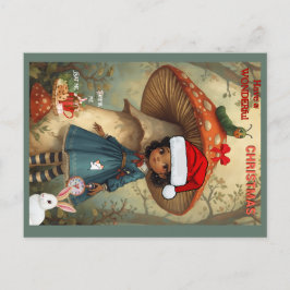 Alice Wonderland Caterpillar Christmas Postcard Helg Vykort