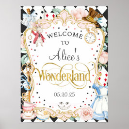 Alice wonderland, galna hatare te party välkomstsk poster