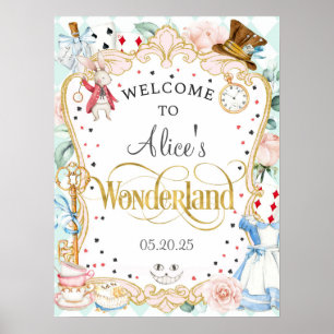 Alice wonderland, galna hatare te party välkomstsk poster