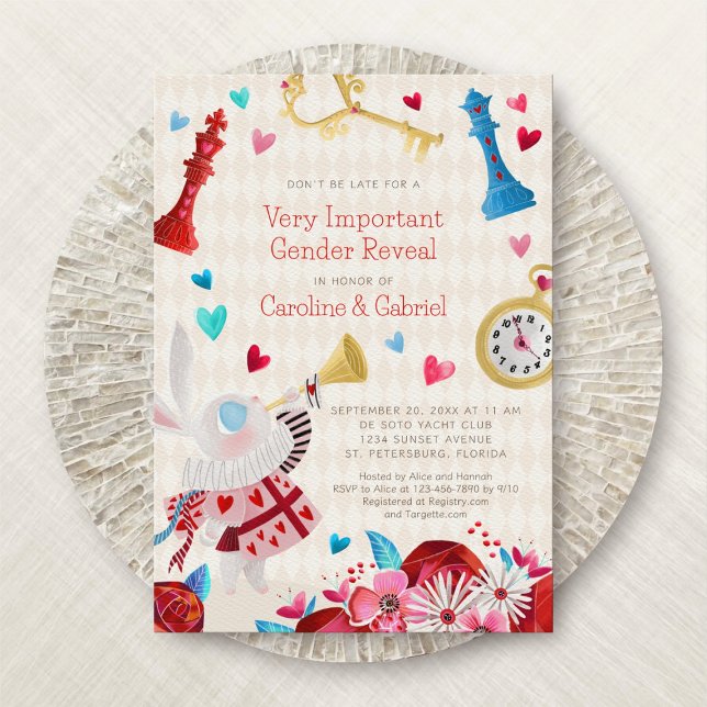 Alice Wonderland Gender Reveal bjudan Inbjudningar (Skapare uppladdad)
