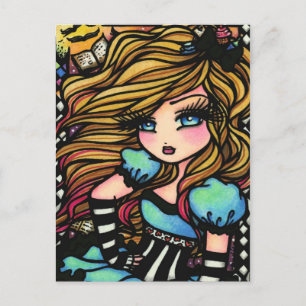 Alice Wonderland Hearts Fairy Fantasy Art Girl Vykort