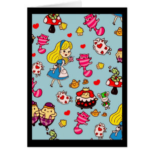 Alice Wonderland Mad Hatter Cat Doodle Art av Leah Hälsningskort