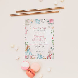 Alice Wonderland Par-Tea Girl First Födelsedagsfes Inbjudningar