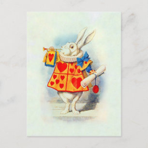Alice Wonderland ~ Postcard Rabbit Red Hearts Vykort