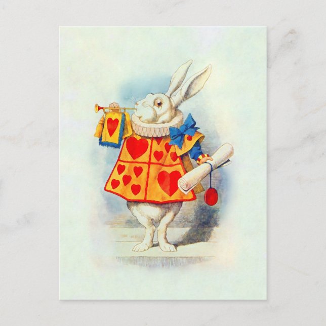 Alice Wonderland ~ Postcard Rabbit Red Hearts Vykort (Framsida)
