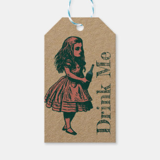 Alice Wonderland Silhouette Drink Me bläck Gift Mä Presentetikett