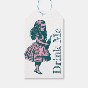 Alice Wonderland Silhouette Drink Me bläck Gift Mä Presentetikett