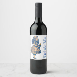 Alice Wonderland Silhouette Drink Me Label Vin Vinflaska Etikett