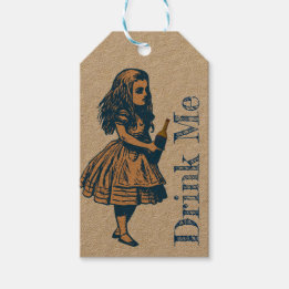 Alice Wonderland Silhouette Drink Me Navy Gift Mär Presentetikett