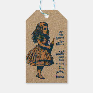 Alice Wonderland Silhouette Drink Me Navy Gift Mär Presentetikett