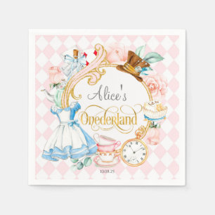 Alice Wonderland Tea Party, flicka 1 år Pappersservett