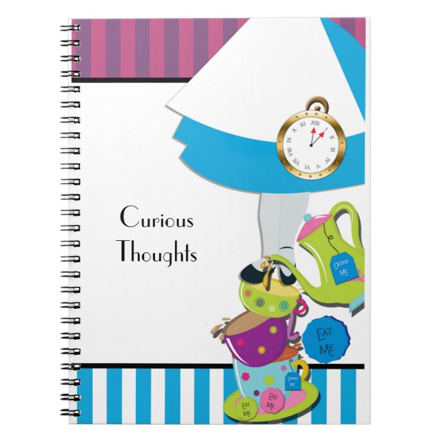 Alice Wonderland Tea Party Notebook Journal Anteckningsbok (Framsidan)