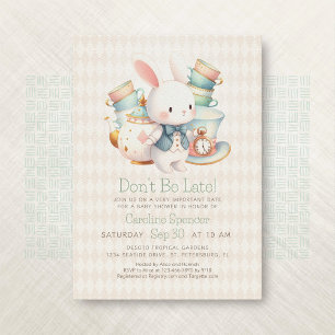 Alice Wonderland White Rabbit Baby Shower Inbjudningar