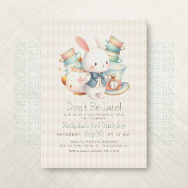 Alice Wonderland White Rabbit Birthday Inbjudningar