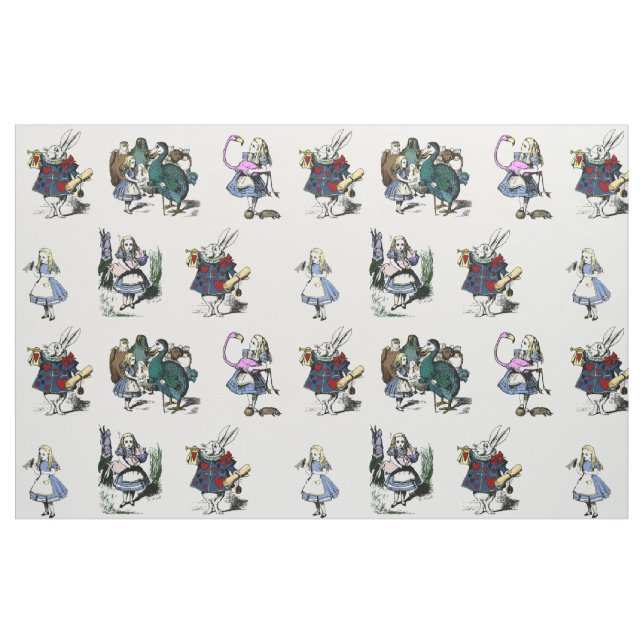 Alice Wonderland White Rabbit farytale MEDIE Tyg (Fat Quarter)