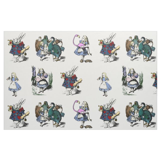 Alice Wonderland White Rabbit LARGE-sagan bok Tyg (Fat Quarter)